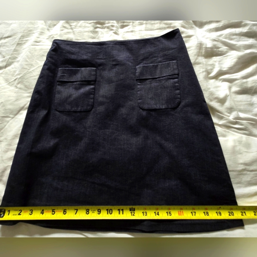LOFT Classic Cotton Blue Skirt with Pockets Size 4 - Picture 9 of 10